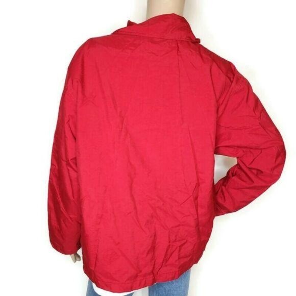 Express Athlétique Red Windbreaker Jacket With Striped Sleeves vintage style L - Picture 5 of 8